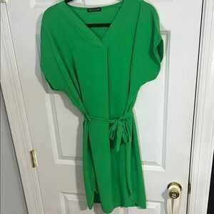H&M Vivid Green Mini Dress with Tie Waist